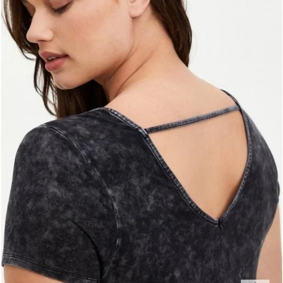 Torrid Plus 2 2X Super Soft Knit Mini Trapeze Dress Gray Tie Dye Stretch Pockets - Picture 2 of 8